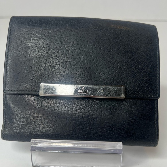 🖤Gucci Unisex Black Leather Compact Trifold Wallet | PRELOVED!!🖤✔️ - Picture 1 of 14